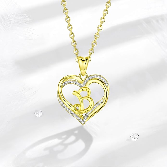 INFUSEU Unique Initial Necklaces for Women Girls Small Heart Letter Jewelry, Meaningful Personalized Gifts