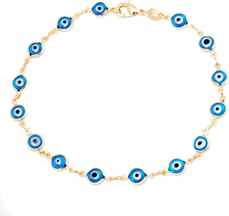 Barzel 18k Gold Plated Evil Eye Anklet Bracelet - Made In Brazil