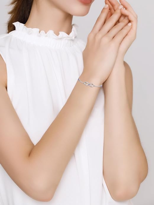 Dorunmo Infinity Bracelet Mom Bracelet 925 Sterling Silver 14K Gold Plated Infinity Heart Anklet for Women Christmas Jewelry Gifts for Wife Mom Daughter