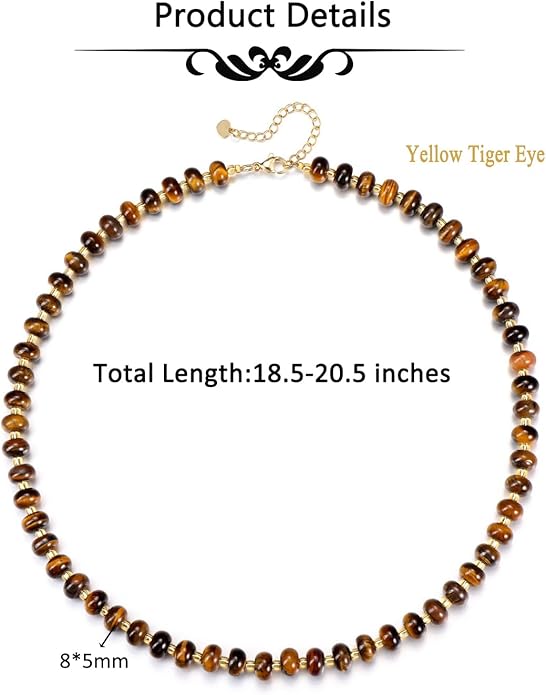 CrystalTears Beaded Gemstone Necklace for Women, Womens Colorful Boho Stone Bead Choker Necklace, Handmade Natural Crystal Stone Summer Beach Jewellery Gifts for Women Mom Christmas