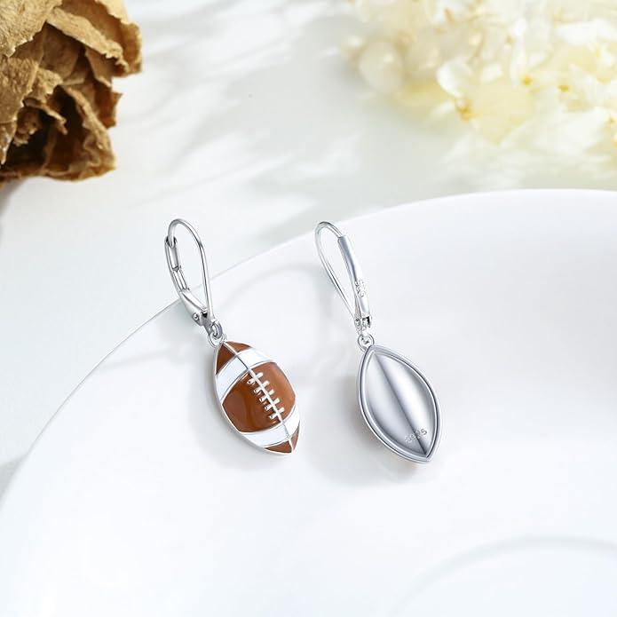 JUSTKIDSTOY 925 Sterling Silver Ball Earrings Sports Leverback Dangle Drop Earrings Jewelry Gifts for Women Girls