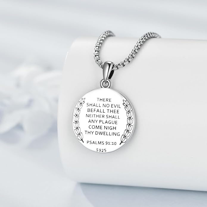 YFN Patron Saint Necklace Sterling Silver Amulet Medal Pendant Religious Protector Jewelry Gifts for Women Men