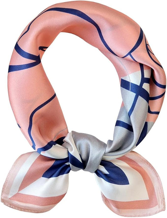 ANDANTINO 100% Pure Mulberry Silk Small Square Scarves -21'' x 21''- Digital Printed Neckerchief –Women Men Lightweight Scarf