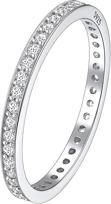 Suplight 925 Sterling Silver Wedding Band Rings, Full Cubic Zirconia Wishbone Ring Love/Lucky Engagement Promise Rings For Women, Size 4-12 (with Gift Box)