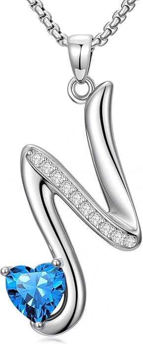 Christmas Gifts for Women Alphabet A to Z Initial Birthstone Pendant Necklaces for Women - 18k White Gold Plated Personalized Name Jewelry Valentine Mothers Day Birthday Gifts for Women Her Girlfriend