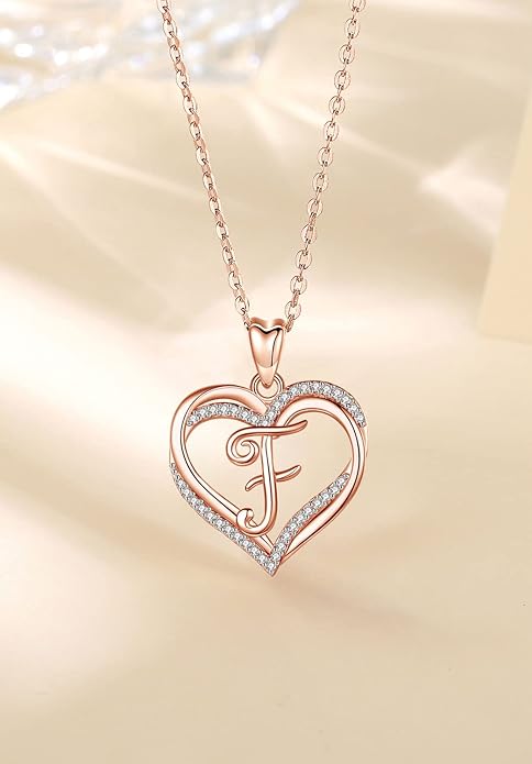 INFUSEU Unique Initial Necklaces for Women Girls Small Heart Letter Jewelry, Meaningful Personalized Gifts
