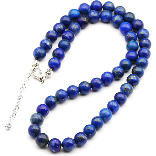 Natural Lapis Lazuli Beaded Choker, Genuine Blue Crystal Necklace, Fancy Gemstone Choker, 8mm Beads, Unique Fashion Jewelry, Healing Crystal Chakra Necklace, Stone Necklace, Sagittarius Necklace