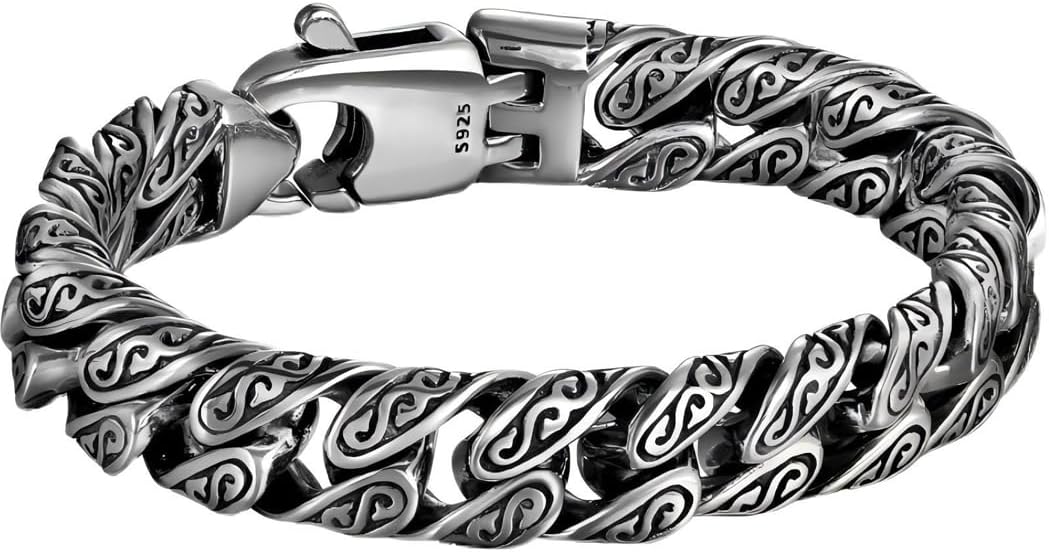 Italian Handmade Sterling Silver Mens Bracelets | Solid S925 Chain Bracelets for Men | Men's Silver Bracelet Gift for Dad, Boyfriend, Son, My Man