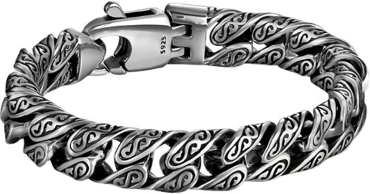 Italian Handmade Sterling Silver Mens Bracelets | Solid S925 Chain Bracelets for Men | Men's Silver Bracelet Gift for Dad, Boyfriend, Son, My Man