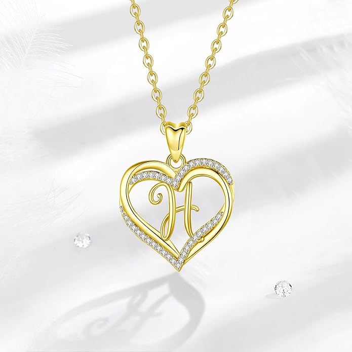 INFUSEU Unique Initial Necklaces for Women Girls Small Heart Letter Jewelry, Meaningful Personalized Gifts