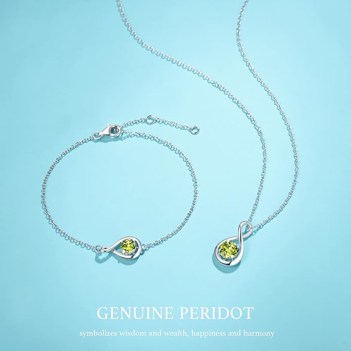 FANCIME Love Bracelet 925 Sterling Silver Infinity Birthstone Bracelets for Women Fine Jewelry Birthday Christmas Gifts for Her Mom Wife, Chain Length 6.7"+1.2" Extend