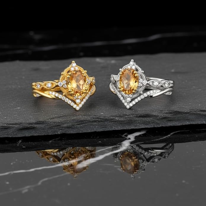 Oval Cut Vintage Gemstone Engagement Rings set for Women S925 Sterling Silver/10K/14K/18K Gold Birthstone Promise Anniversary Bridal Set Ring for her