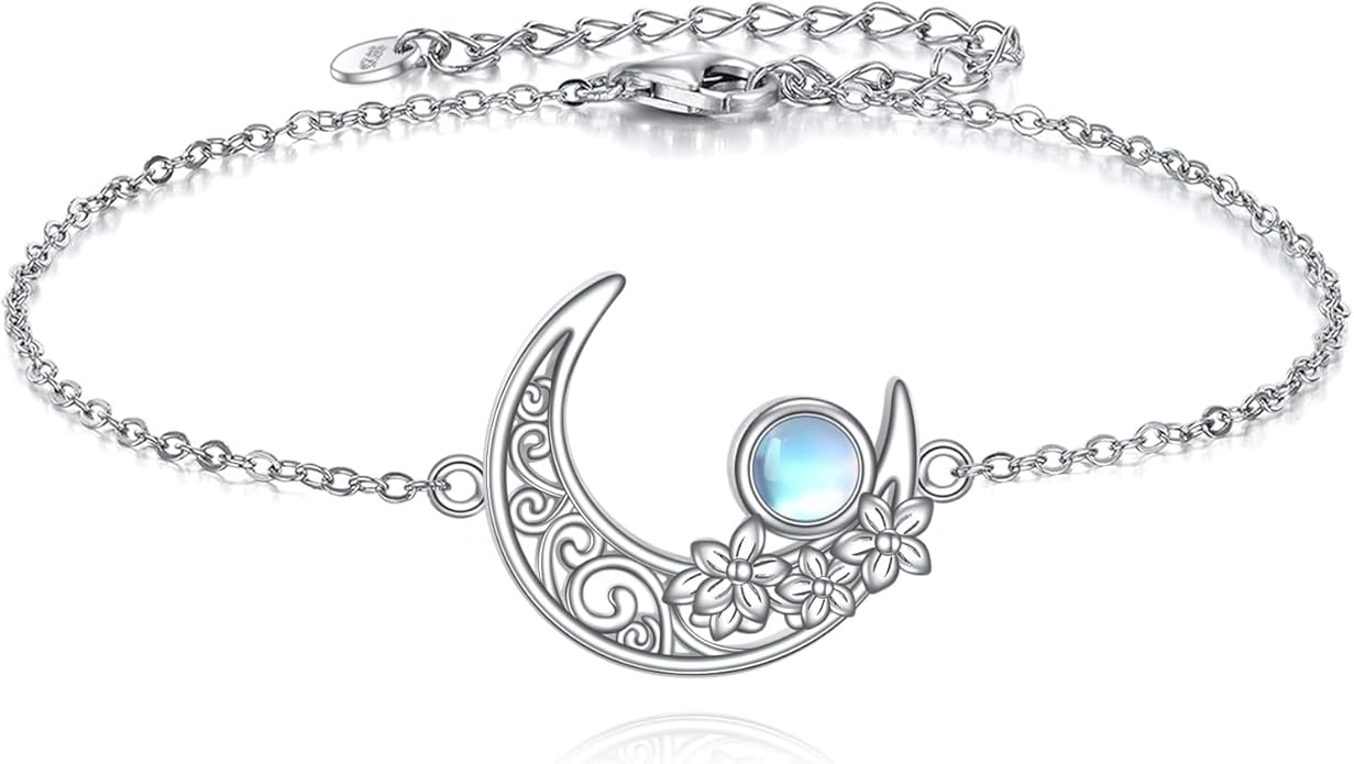 Mustard Seed Cross/Paw Print/Butterfly/Sunflower/Compass/Moss Agate Bracelet for Women 925 Sterling Silver Graduation Link Bracelet Jewelry for Women