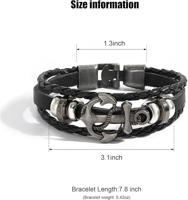 VIBILIA Vintage Leather Wrap Bracelets for Men Women, Multi-Strand Bracelets with Strong Clasp Ethnic Tribal Bracelets