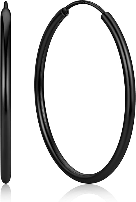 ChicSilver Hypoallergenic 925 Sterling Silver Hoop Earrings for Women, Lightweight Large Gold Plated Hoop Earrings, Endless Hoops Earring 20/30/40/50/60/70MM