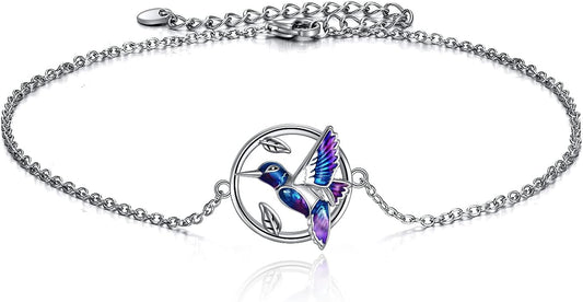 YFN Anklets Bracelet for Women Sterling Silver Butterfly Heart Tree Hummingbird Cardinal Anklet Charm Chain Bracelet Beach Foot Jewelry for Women
