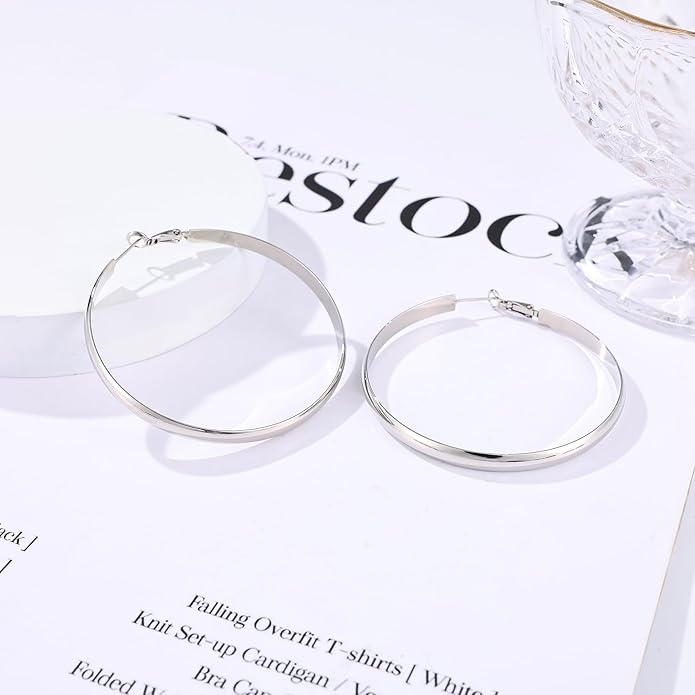 Gacimy 14K Gold Plated Hoop Earrings for Women, 14k Real Gold Plated with 925 Sterling Silver Post, Hypoallergenic Lightweight Thick Hoops Earrings for Women Trendy