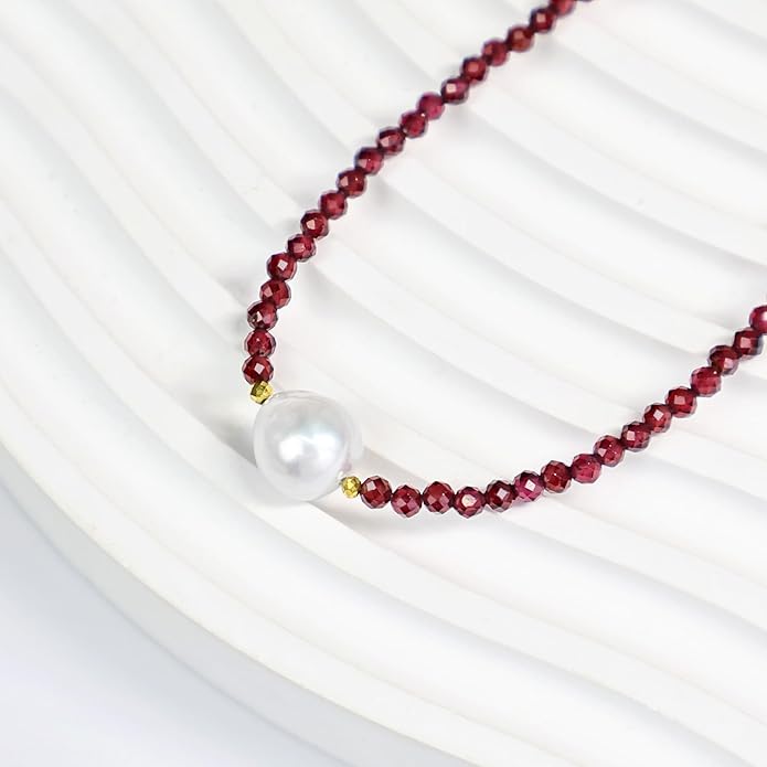 Beaded Necklace Pearl Necklaces for Women Single Pearl Necklace 11-12mm Freshwater Pearl Necklace Trendy Jewelry Gift Birthstone Bead Necklaces Pearl Choker Adjustable Chain