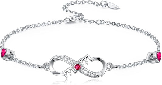 Dorunmo Infinity Bracelet Mom Bracelet 925 Sterling Silver 14K Gold Plated Infinity Heart Anklet for Women Christmas Jewelry Gifts for Wife Mom Daughter