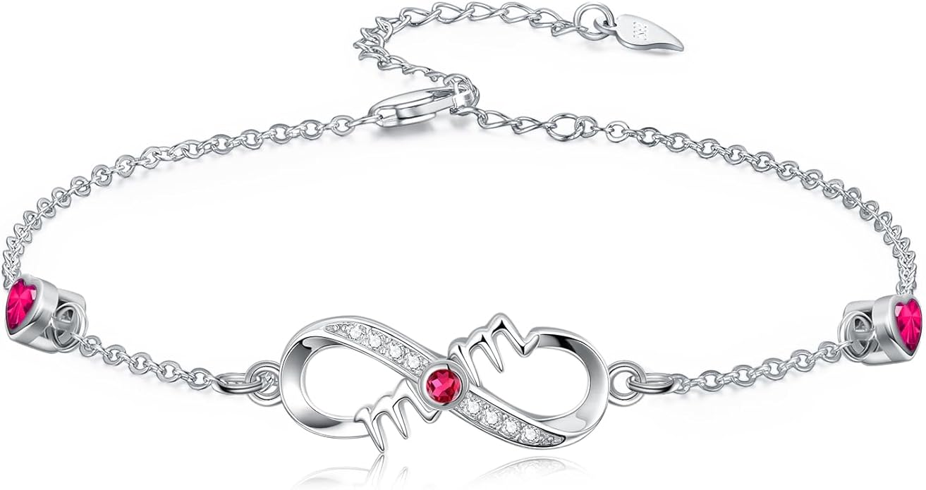 Dorunmo Infinity Bracelet Mom Bracelet 925 Sterling Silver 14K Gold Plated Infinity Heart Anklet for Women Christmas Jewelry Gifts for Wife Mom Daughter