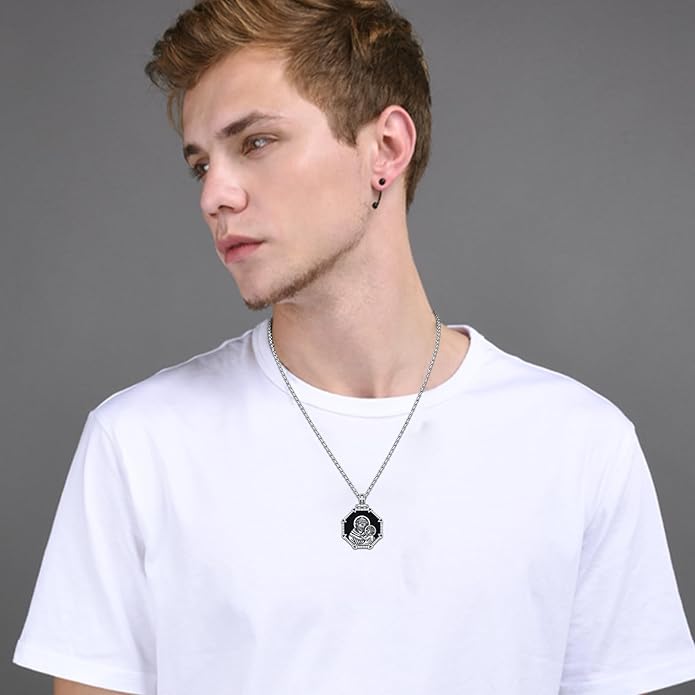 Taioiat Saint Necklace 925 Sterling Silver St Necklace Amulet Pendant Jewelry Religious Gift for Men Women