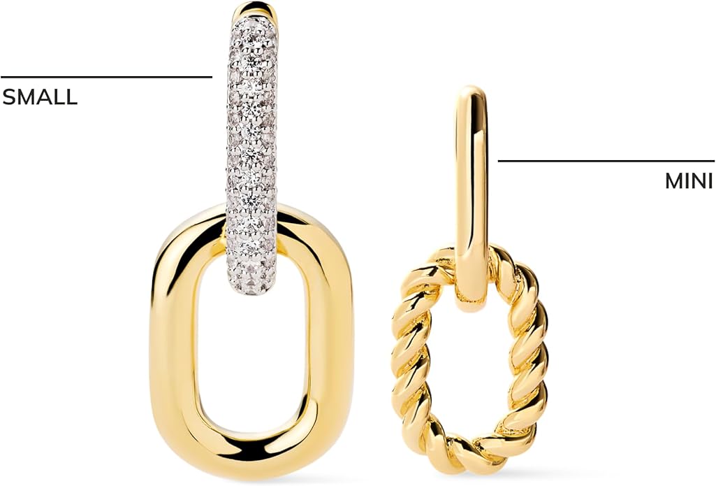 Ana Luisa Ash Double Hoop Earrings for Women - 14K Gold Plated, Silver & Two-Tone Drop Dangle Hoop Earring - Trendy Paperclip Link Huggie Hoop - Hypoallergenic, Water-Resistant & Tarnish-Free Jewelry