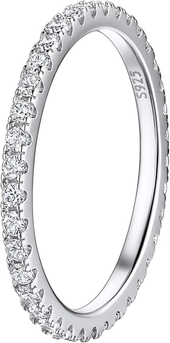 Suplight 925 Sterling Silver Wedding Band Rings, Full Cubic Zirconia Wishbone Ring Love/Lucky Engagement Promise Rings For Women, Size 4-12 (with Gift Box)