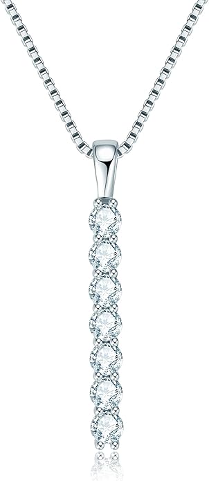 AINUOSHI Lab Created Moissanite Bar Necklace 0.56 cttw Imitation Diamond Alternative Necklace for Women S925 Sterling Silver Y Necklace Simple Fashion Jewelry Gifts for Women