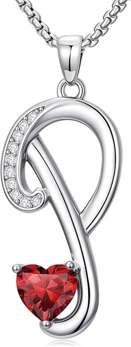 Christmas Gifts for Women Alphabet A to Z Initial Birthstone Pendant Necklaces for Women - 18k White Gold Plated Personalized Name Jewelry Valentine Mothers Day Birthday Gifts for Women Her Girlfriend