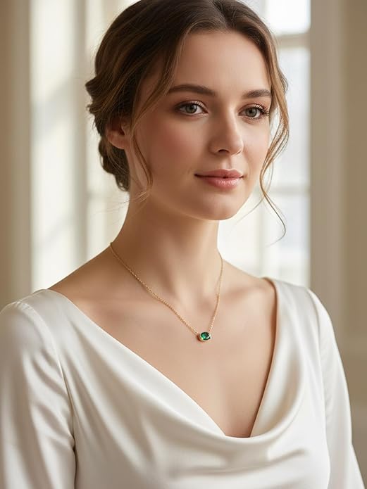 CYW Moissanite/Ruby/Sapphire/Emerald Dainty Pendant Necklace for Women, Novelty Design, Really Authentic Solid 925 Sterling Silver, 16"/18"/20" Adjustable, Birthday Anniversary Valentines Gift