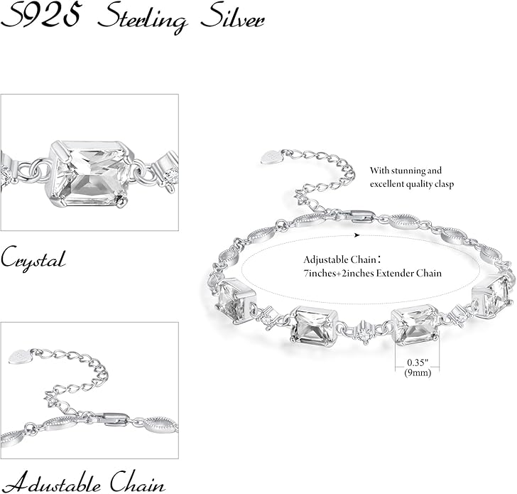 PRAYMOS Birthstone Bracelets for Women Mom Mother's Grandma Sterling Silver Women's Bracelets Birthstone Jewelry Gifts