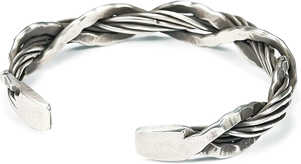 Kim Carrey S925 Sterling Silver Bracelet, Open Bangle Cuff Design, Men's Stacked Bracelets Gift Jewelry for My Man