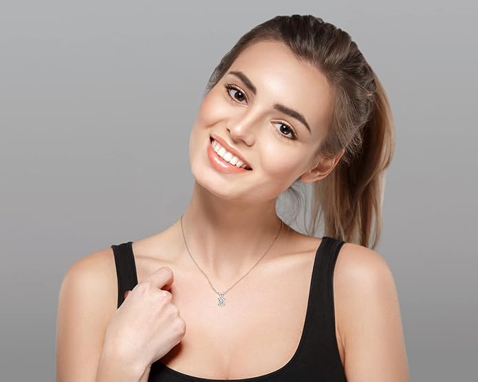 AINUOSHI Moissanite Necklace for Women, 1CT, 2CT, 3CT, 4CT Solitaire Moissanite Pendant Necklace, D-E Color with GRA Certificate, 925 Sterling Silver with 18K Gold Plating, Mother Mom Wife Girlfriend Gifts with Jewelry Box Packed