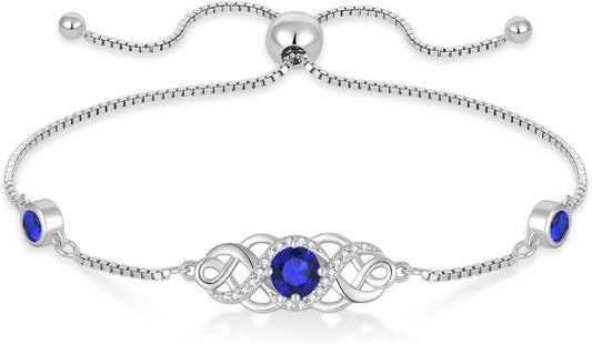 Infinity Celtic Knot Bracelet 925 Sterling Silver Birthstone Bracelet Irish Jewelry for Women