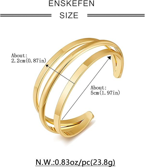 Gold Cuff Bracelet for Women Chunky Multi-layer Cross Wire Open Bracelet Hollow Wide Cuff Bracelets Adjustable Gold Open Cuff Bangle Bracelet