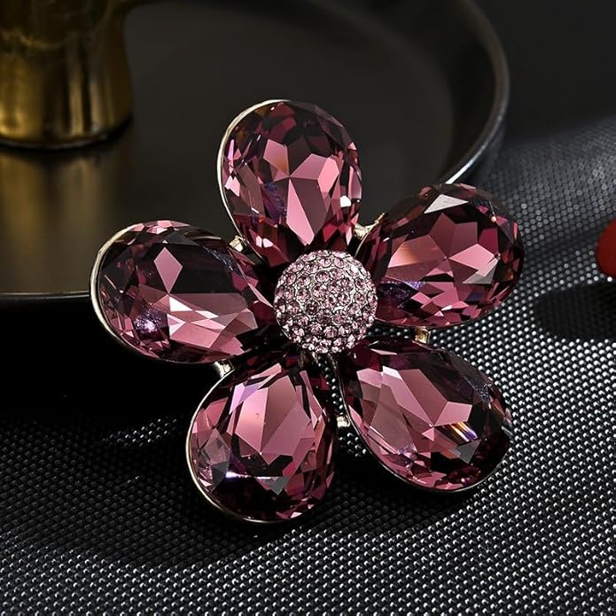 Flower Brooch Pin - Rhinestone Flower Pin 18k Gold Plated - Thanksgiving Day, Birthday, Wedding Gifts for Mom, Wife