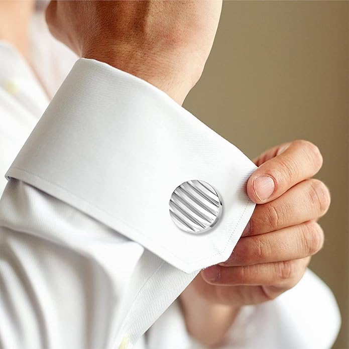 HAWSON Cufflinks and Studs for Men-Fashion Men Vintage Enamel Carbon Fiber Tuxedo Shirt Cufflinks and Studs Set for Regular Wedding Business Accessories