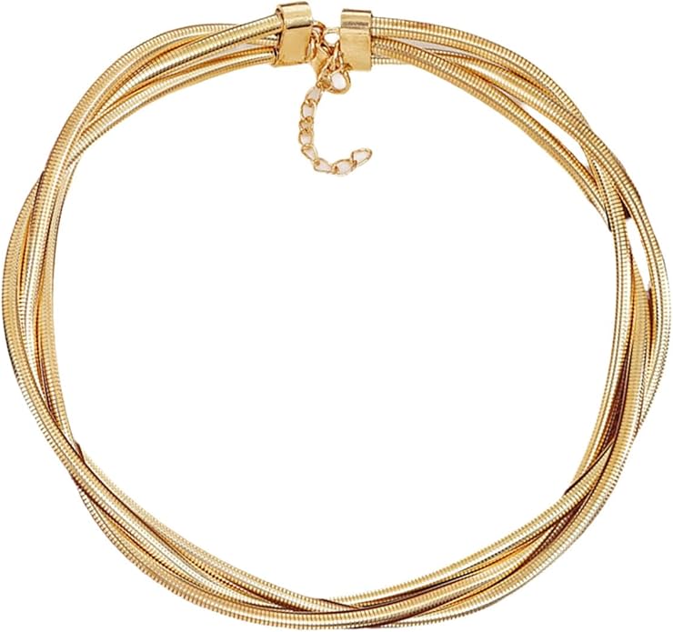 Chunky Gold Statement Choker Neckalce for Women Layered Snakebone Chain Collar Necklace Twist Wrap Stainless Steel Choker Punk Aesthetic Jewelry Gifts