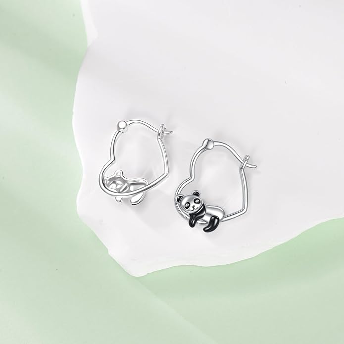 YFN Animal Earrings Sterling Silver Animal Heart Hoop Dangle Earrings Cute Jewelry Gifts for Women