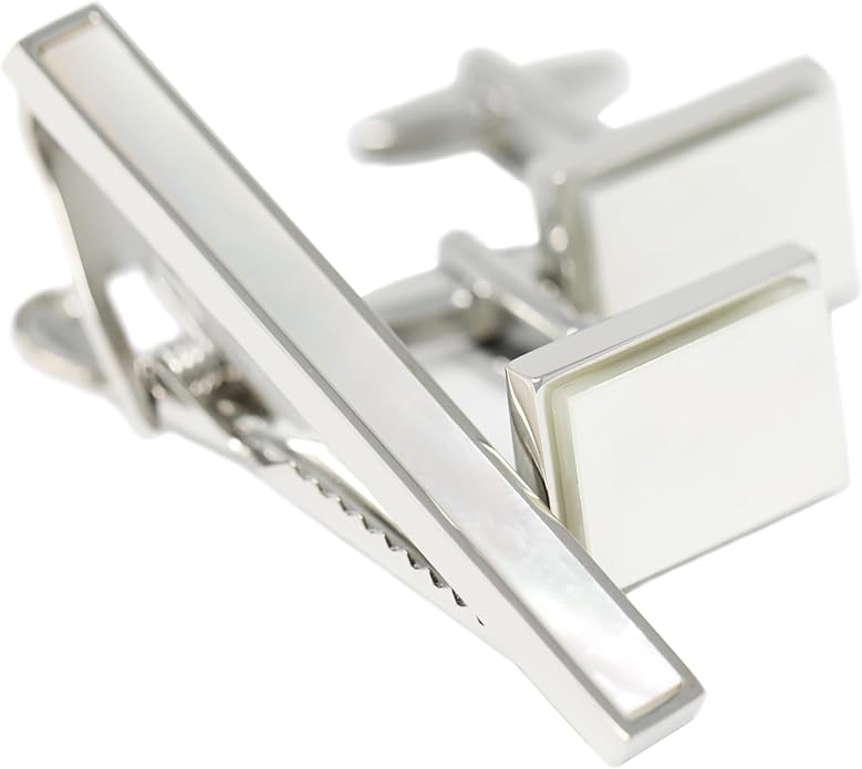 MENDEPOT Cufflinks And Tie Clip Set Men Wedding Accessory Gift Father's Day Birthday Cuff Links Tie Bar