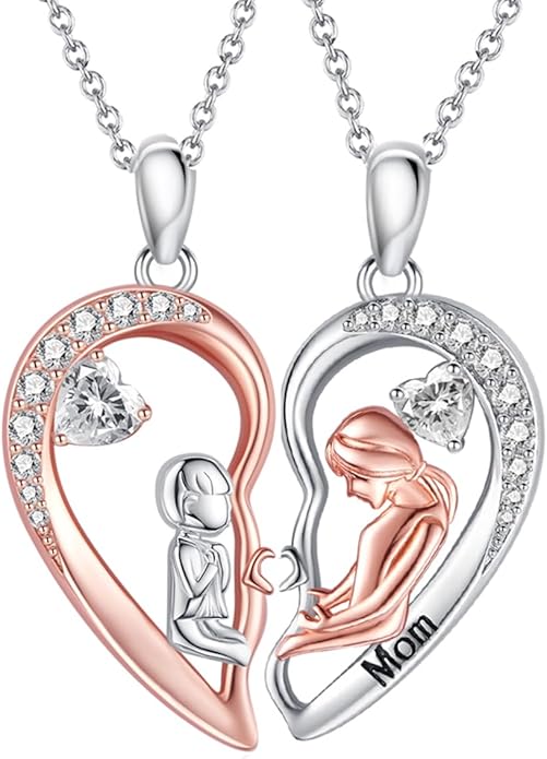 S925 Heart Necklace for Mom Wife Women S925 Sterling Silver Pendant Necklace Jewelry Gift for Mother's Day Birthday Christmas Wedding Thanksgiving Day Gift