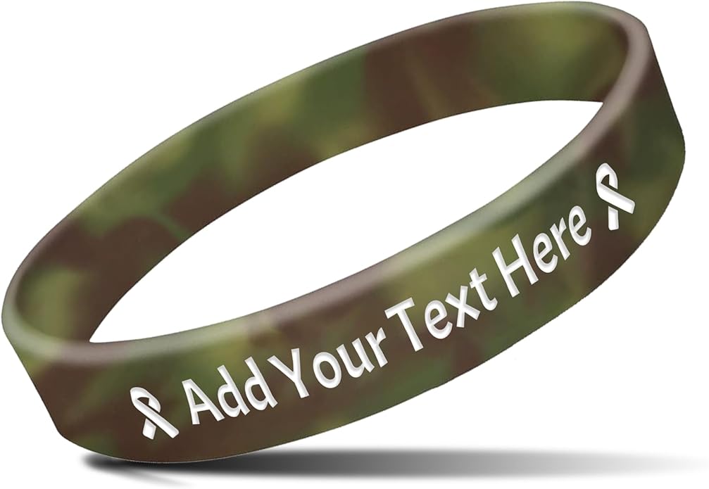 Custom Rubber Bracelets with Text Logo Clipart Customizable Bracelet Personalized 1/2 Inch Silicone Wristbands for Awareness, Events, Support, Promotions