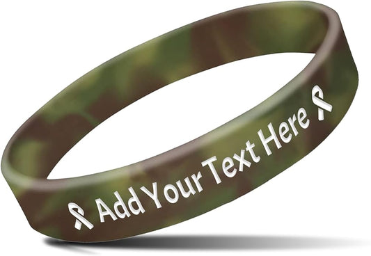 Custom Rubber Bracelets with Text Logo Clipart Customizable Bracelet Personalized 1/2 Inch Silicone Wristbands for Awareness, Events, Support, Promotions