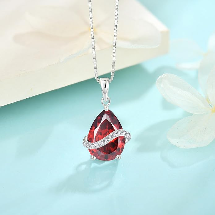 Teardrop Necklace for Women 925 Sterling Silver Birthstone Necklace Pendant Jewelry Gifts for Her