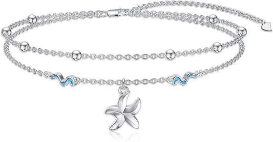 Dorunmo Anklet Bracelets For Women 925 Sterling Silver Birthstone/Infinity/Butterfly/Evil Eye/Turtle/Pineapple/Starfish/Heart Anklets Bracelets Jewelry Gifts for Women
