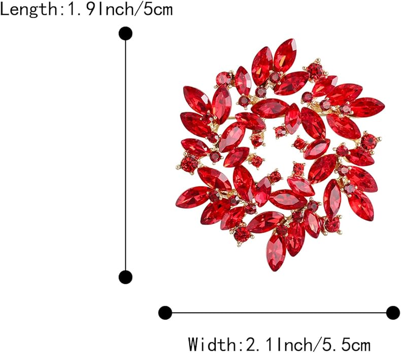 BriLove Austrian Crystal Rhinestone Elegant Flower Marquise Wreath Brooches for Women