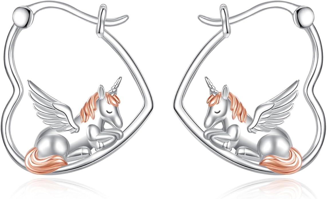 YFN Animal Earrings Sterling Silver Animal Heart Hoop Dangle Earrings Cute Jewelry Gifts for Women