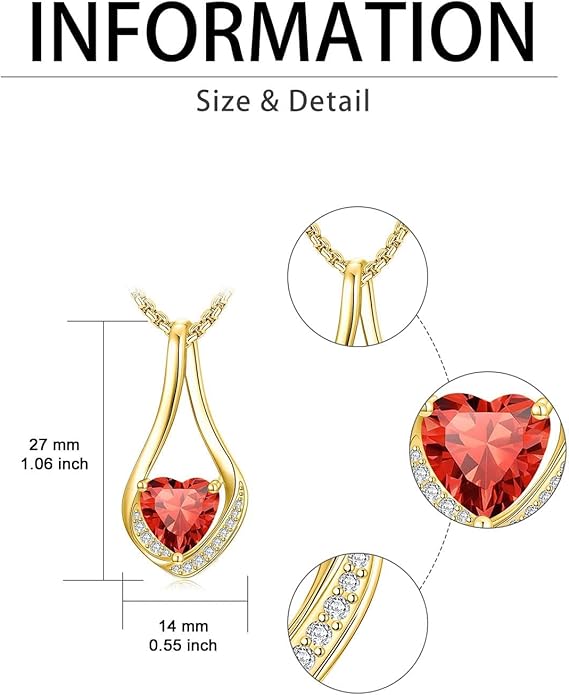 Birthstone Necklaces for Women,18k Yellow/White Gold Plated Forever Love Heart Infinity Pendant Necklace Anniversary Jewelry Christmas Birthday Gifts for Women Her Wife Girlfriend