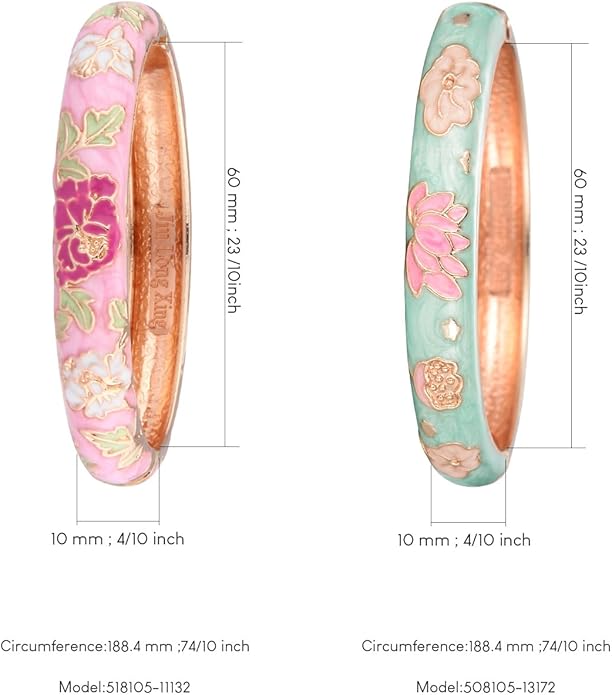 UJOY Cloisonne Bracelet Butterfly Hinge Indian Cuff Bangle Enameled Jewelry Flower Bracelets for Women Gift Box 55A114