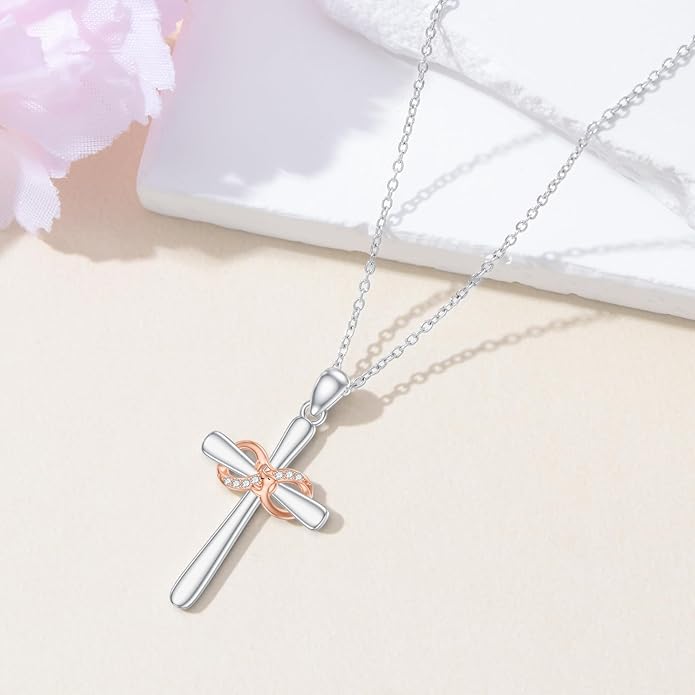 Cross Necklace Women Sterling Silver Mustard Seed/Crescent Moon/Dachshund/Stethoscope Gifts Cross Jewelry for Women